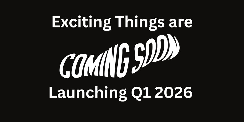 Black and white stylised coming soon sign