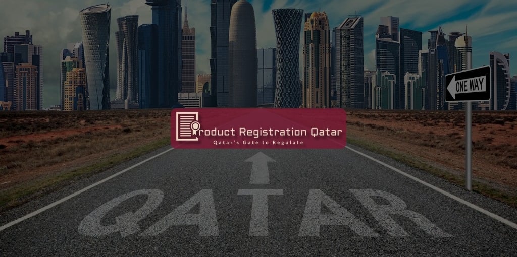 Arrow pointing to Qatar skyline, symbolizing government liaison services in Qatar for faster product approvals.