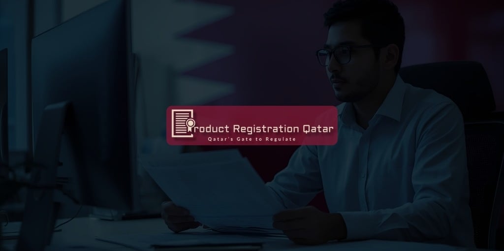 Product regulatory compliance Qatar professional reviewing MOPH documentation at a workstation