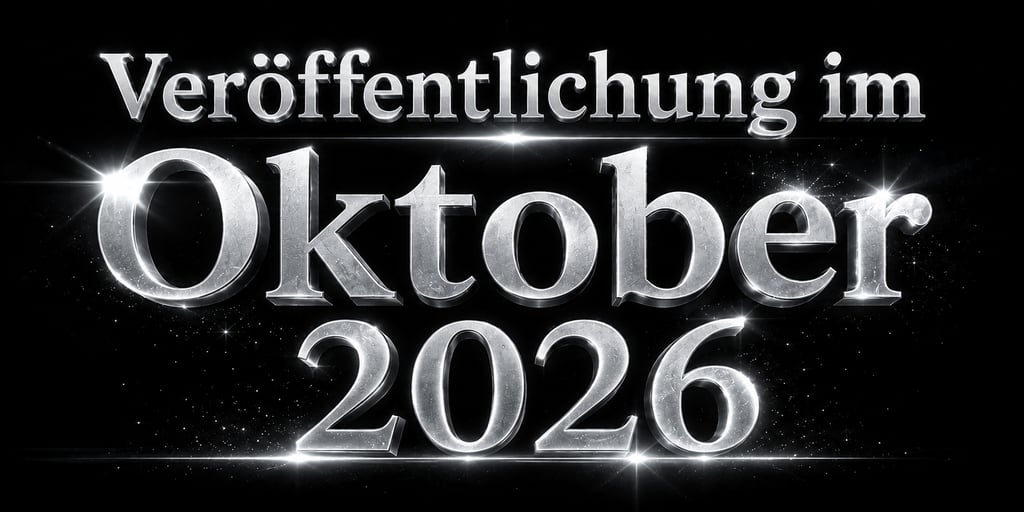 Silver metallic German text Veröffentlichung im Oktober 2026 for a movie or game release date.