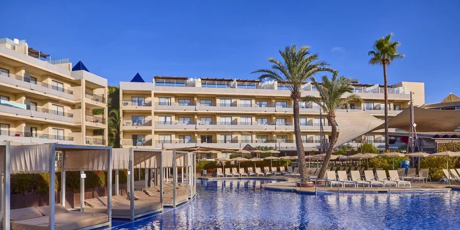 Blue Sky and Swimming Pool at Zafiro Palmanova Hotel