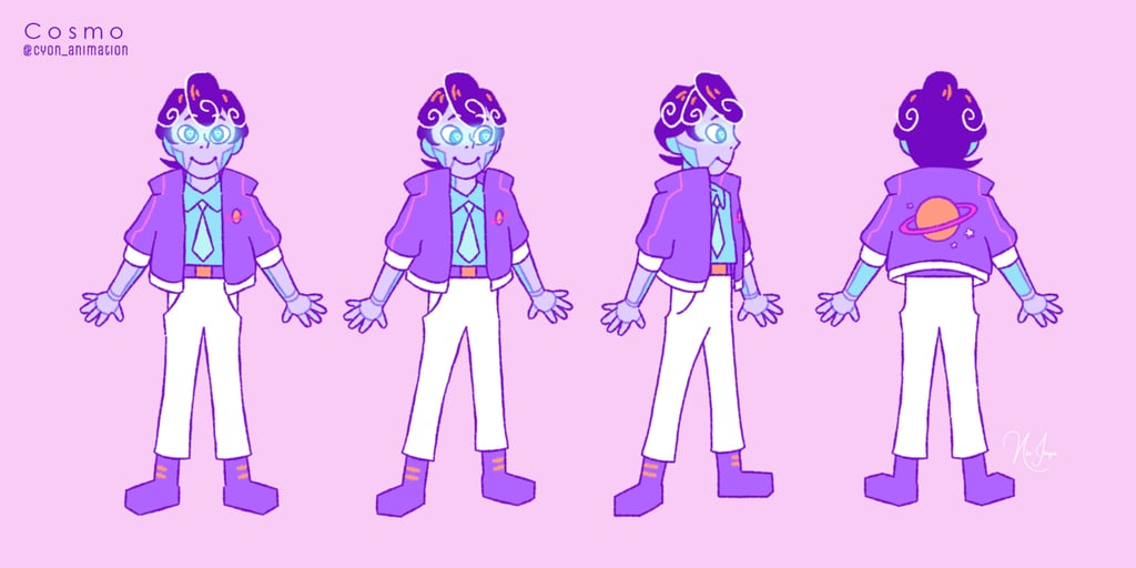 The character turnaround for Cosmo from StarLight Arcadia: IN THE SHADOWS, a film by cyon_animation