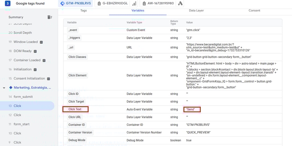 Click Text - Google Tag Manager