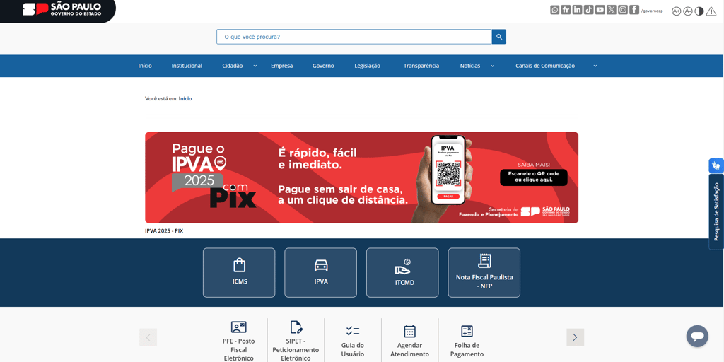 Site do Portal da Secretaria da Fazenda de São Paulo