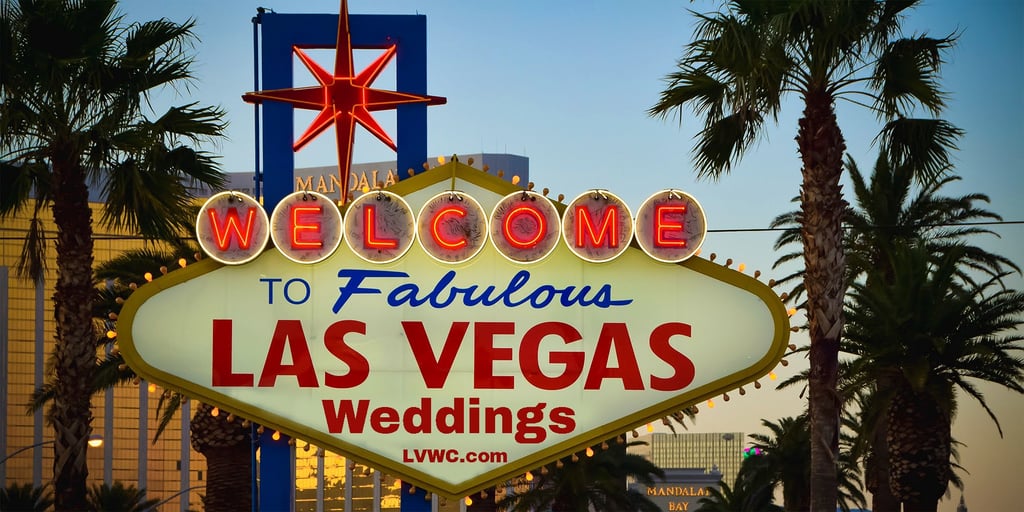 a large welcome sign for a wedding in las vegas