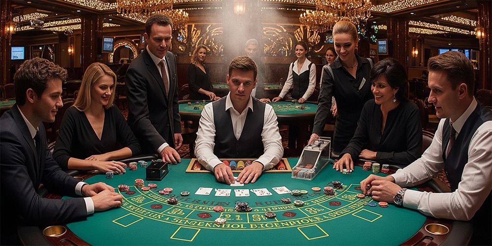 a group of people playing a game of blackjackers