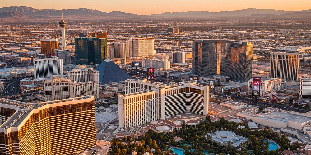 a city skyline view of las vegas