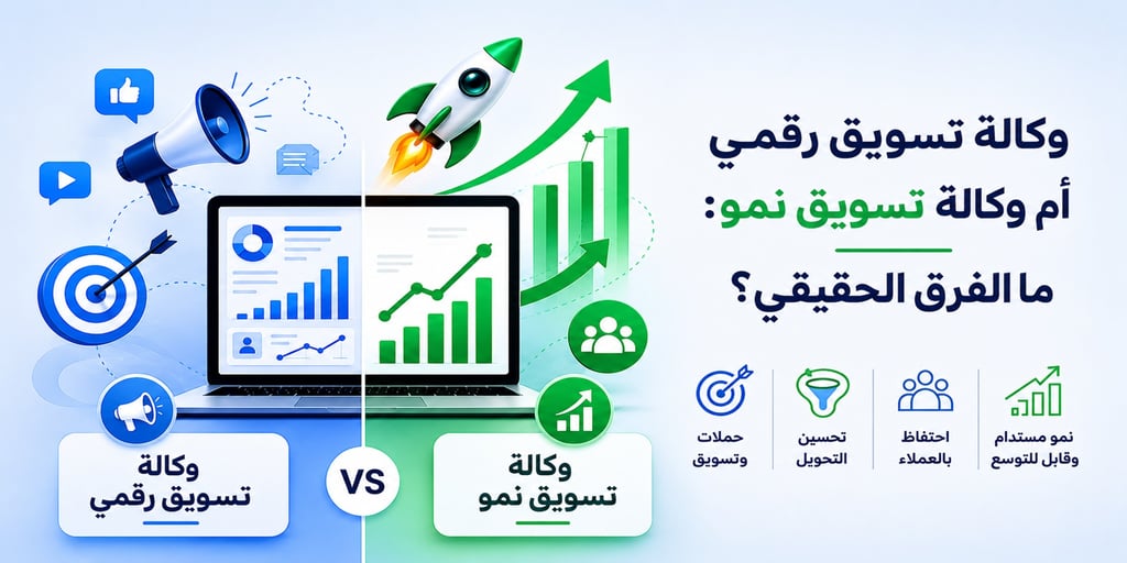 وكالة تسويق رقمي أم وكالة تسويق نمو ما الفرق الحقيقي بينهما
