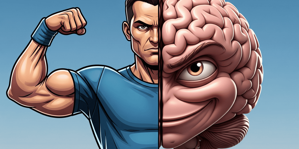 You vs. Brain" visual: human body vs. brain meme, highlighting the mind's influence and conscious vs. subconscious control