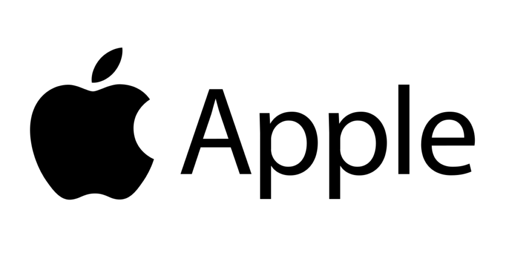 Logotipo da Apple em preto e branco.