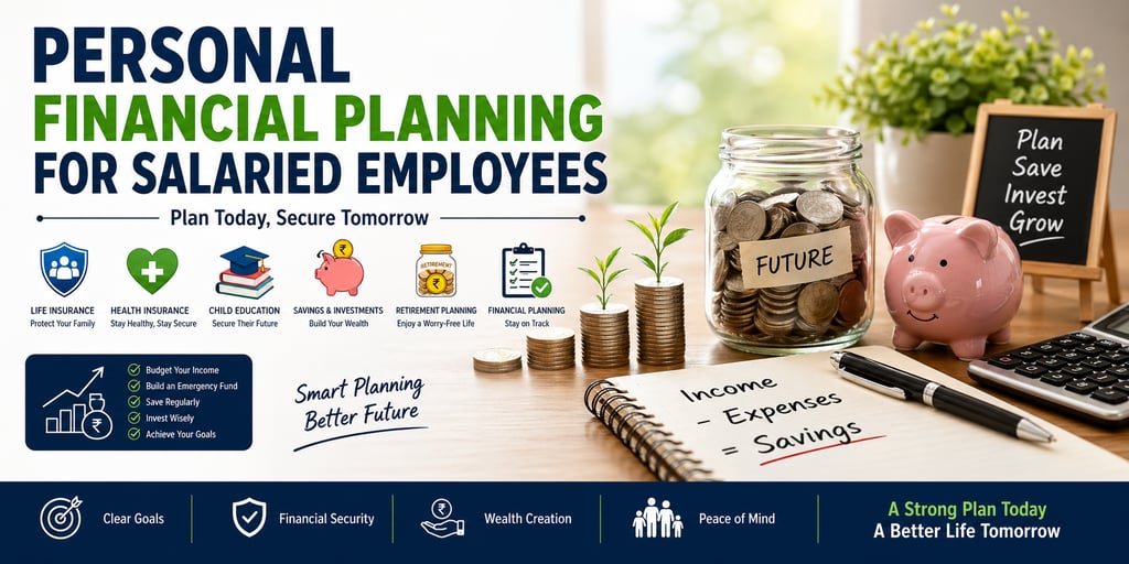 Personal financial planning for salaried employees in India with savings, insurance, and investment