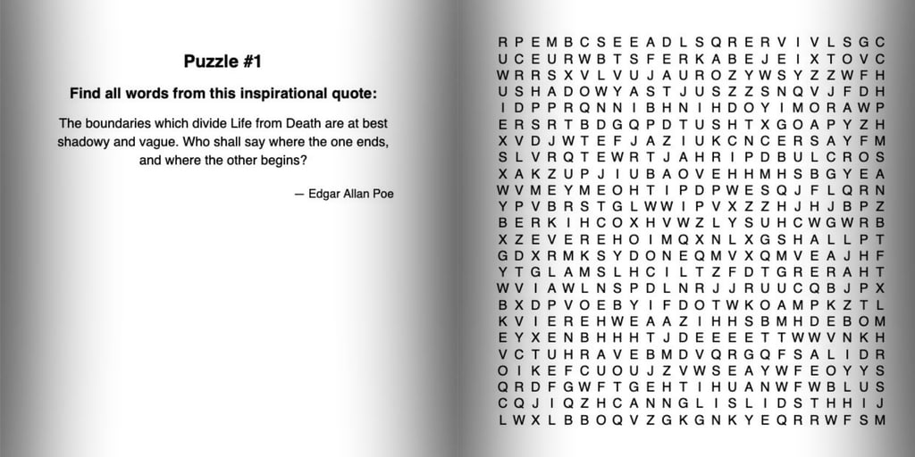 horror gothic dark word search