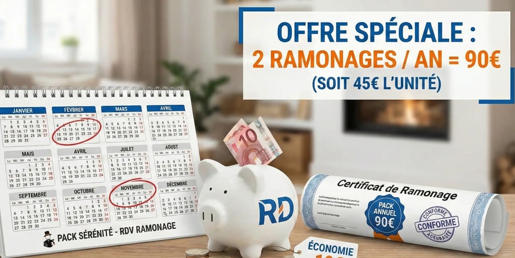 Offre pack annuel 2 ramonages Nantes 90 euros