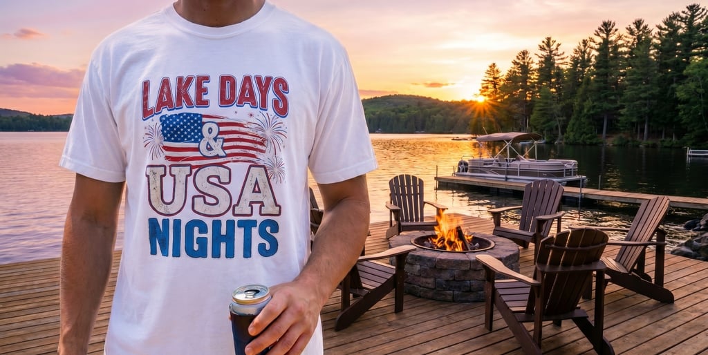 Patriotic Lake Shirt: Why Americans Love Wearing Lake Days and USA Nights Tees in Summer,Asylvestre 