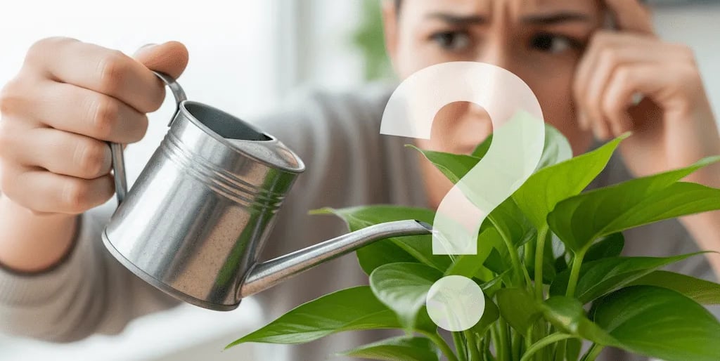 Riego con cuidado de una planta