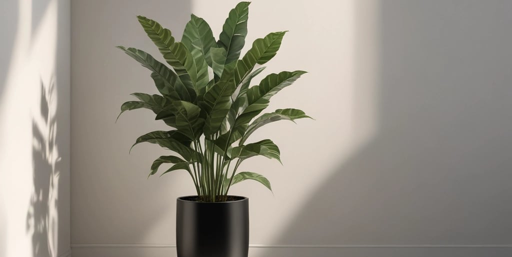 Planta Zamioculca (Planta ZZ) en una maceta de cerámica