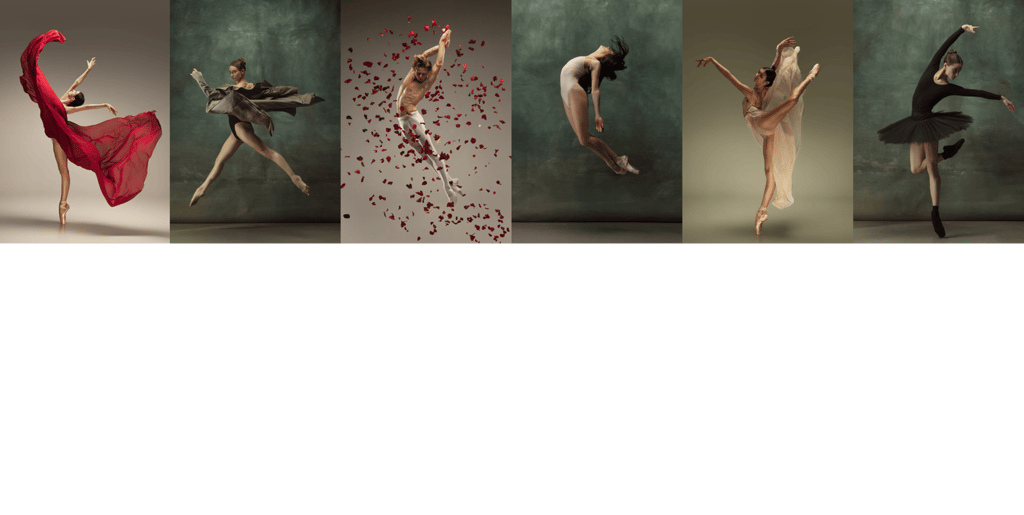 a group of dancers in a line of ballet dancers