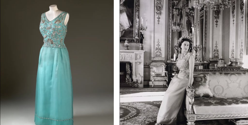rainha vestido turquesa seda palacio