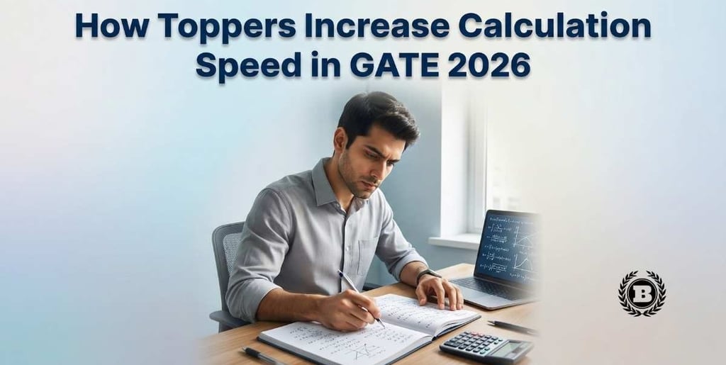 GATE 2026 aspirant analyzing notes to avoid negative marking and improve exam score, with text overl
