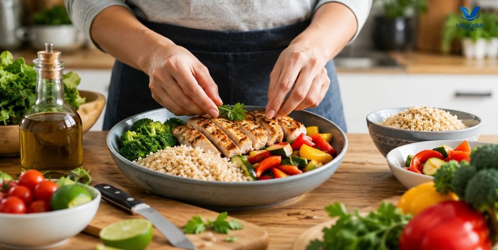Preparing healthy meals using the best foods for weight loss.