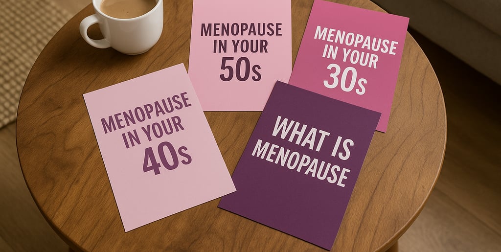 Menopause education fliers on a coffee table