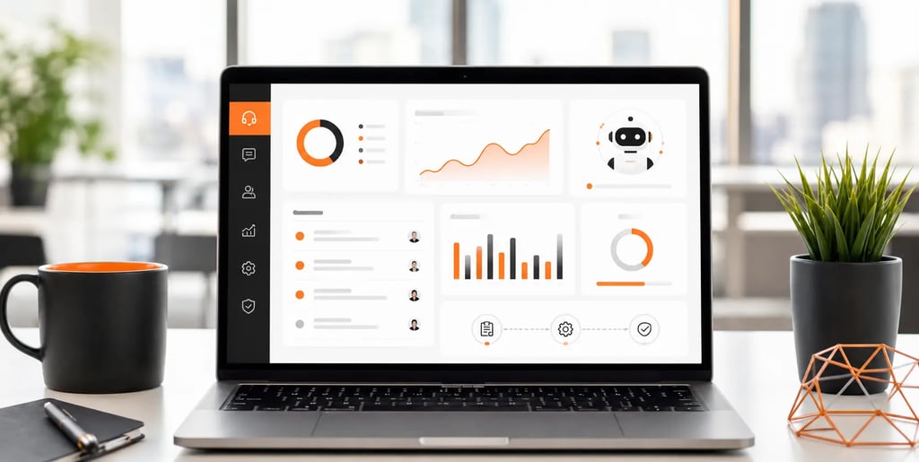 Laptop showing AI assisted IT support insights for a Birmingham business