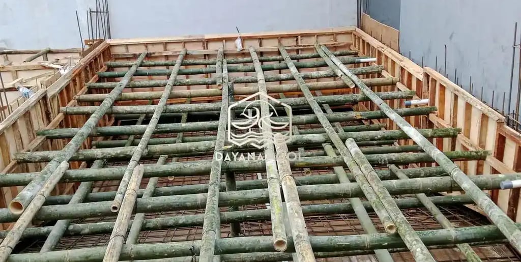 proses pembutan kolam renang skimmer