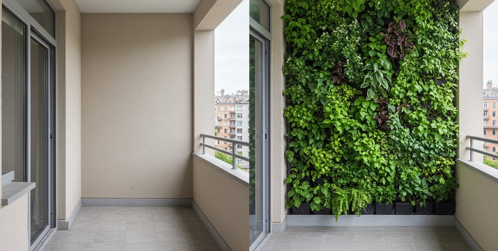 Balcony vertical garden before and after transformation