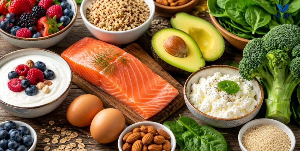 Best foods for weight loss including lean protein, fruits, vegetables, whole grains, and healthy fa