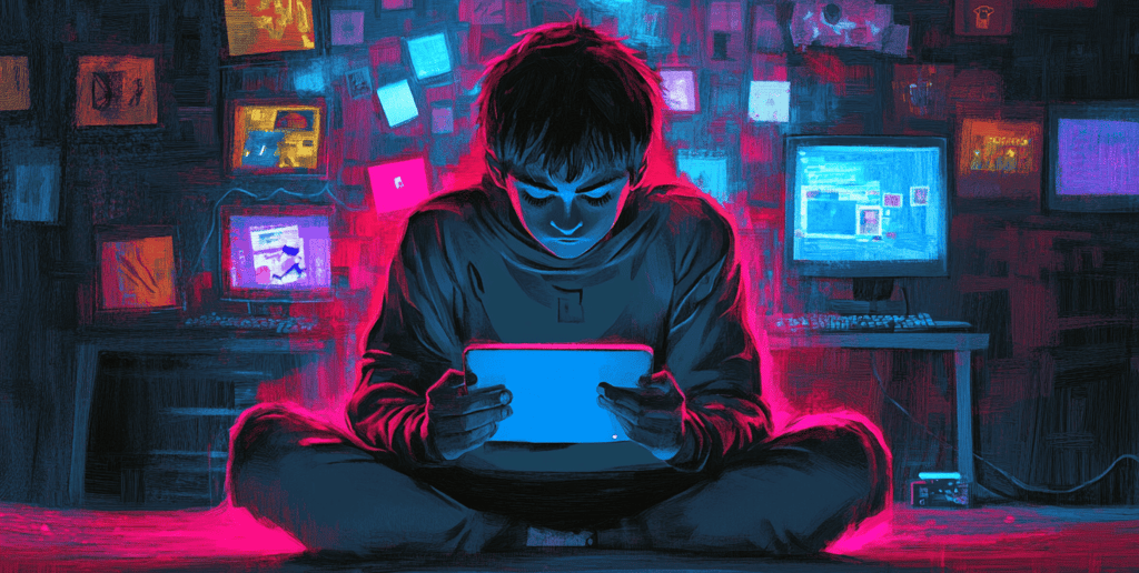 a man sitting on a bed with a tablet computer