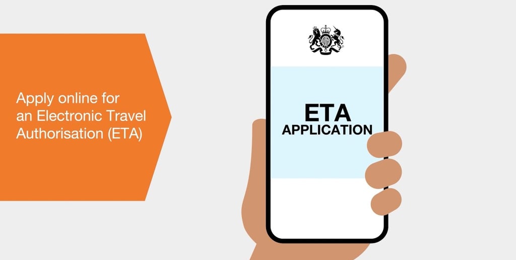 a person holding a phone with the text, apply online application for an electronic device