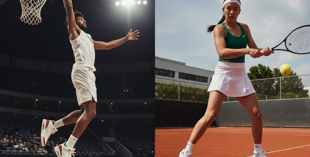 two people playing tennis on a court wearing jordan shoes