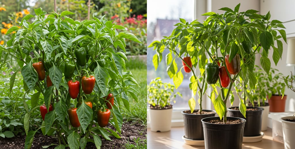 Indoor container pepper growing setup