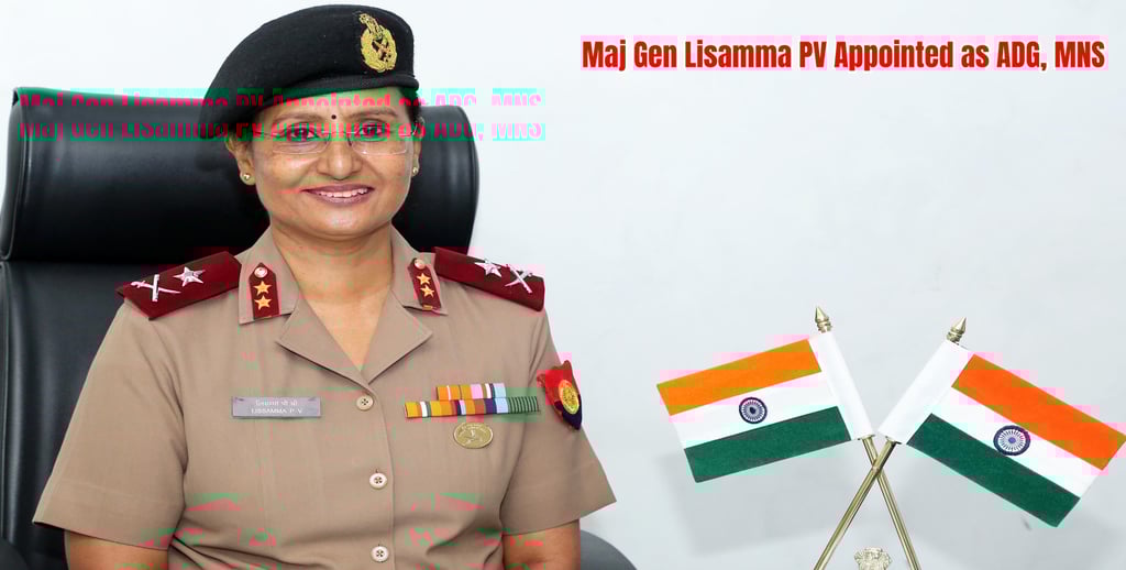 Maj Gen Lisamma PV assumes appointment as Additional Director General, Military Nursing Service (MNS)