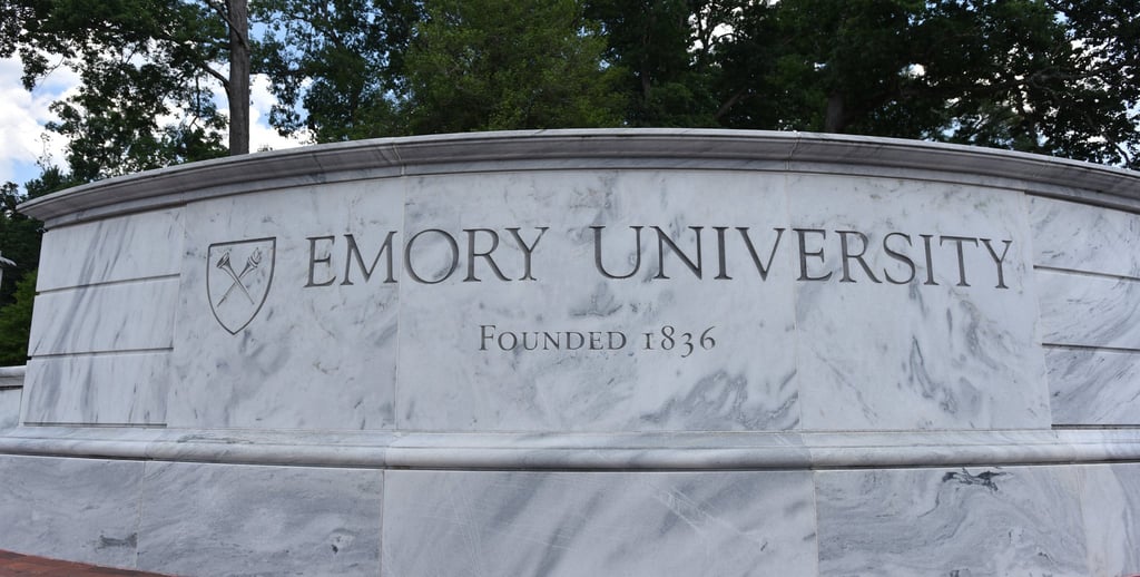 Emory University stone plaque with 'Founded 1836', reflecting the university's tradition