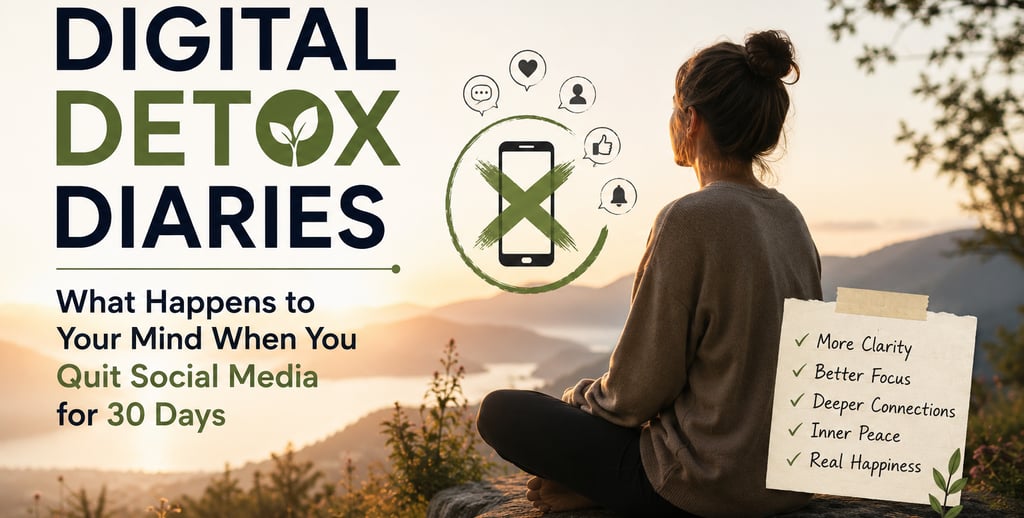 A woman meditating outdoors overlooking a lake for a digital detox and social media break.