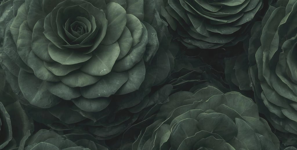 Deep green botanical texture background representing intentional and mindful living.
