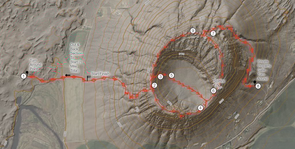 12k Spitfire Ultra trail challenge course map, caltopo, Menan Idhao, Spring Trail race UNITED STATES