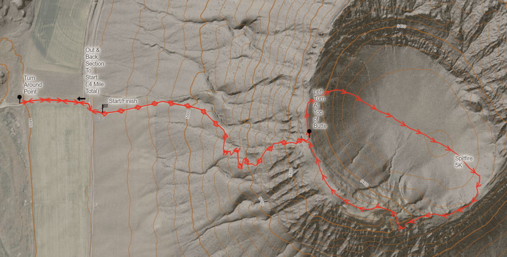 5k spitfire Ultra trail challenge map, caltopo North Mena Butte Idaho