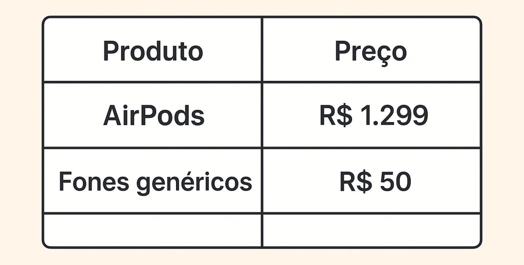 uma mesa com uma etiqueta de preço