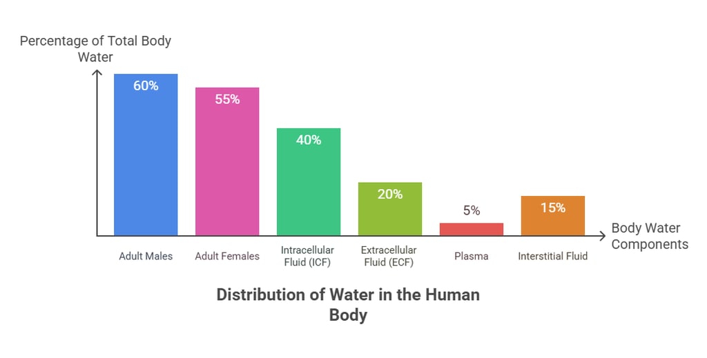 Distibution of water in humans