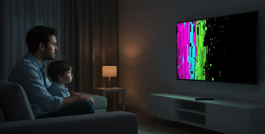 مشكلة ظهور خطوط ملونة أو بقع سوداء على شاشة التلفزيون