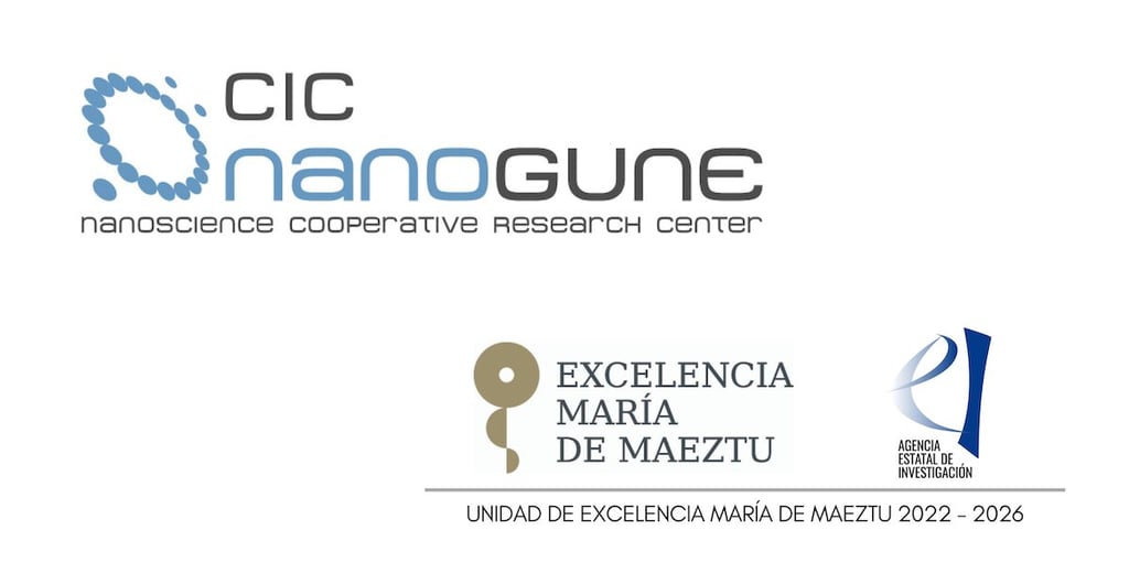 Graphic design featuring CIC NanoGune and Exceleencia Maria de Maeztu logos on a white background