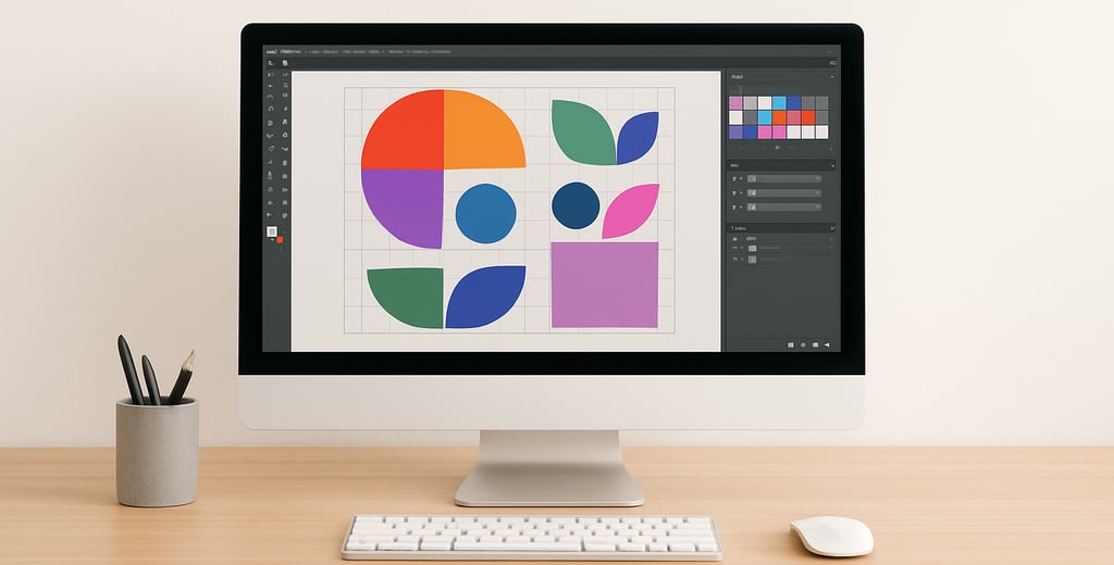 Écran d’ordinateur avec design graphique coloré – BenRaff Studio