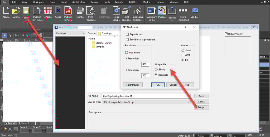 EPS File Export in xCAD
