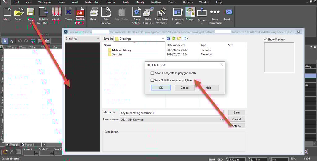 OBJ File Export Setup in xCAD