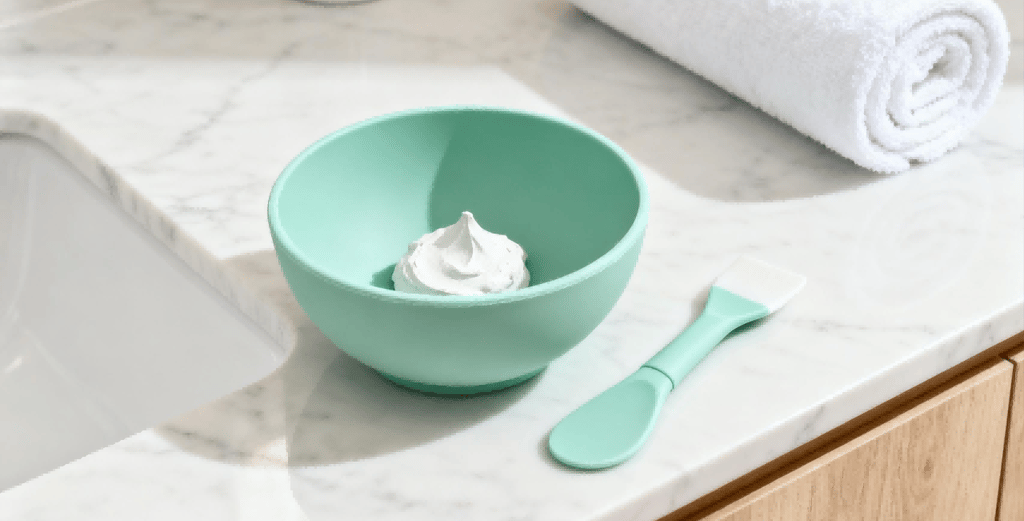 The “PureForm” collection’s mint green silicone mask bowl.