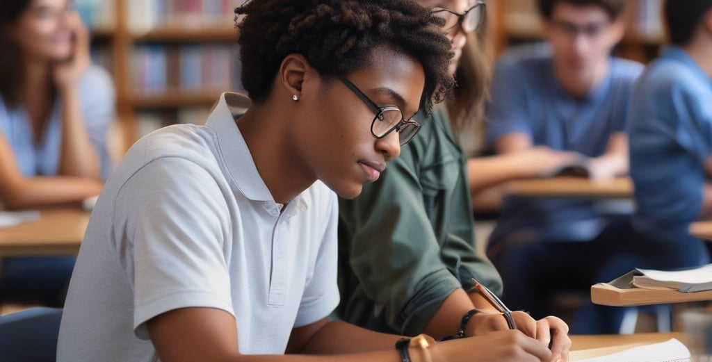 A graduate in a cap looks at a globe