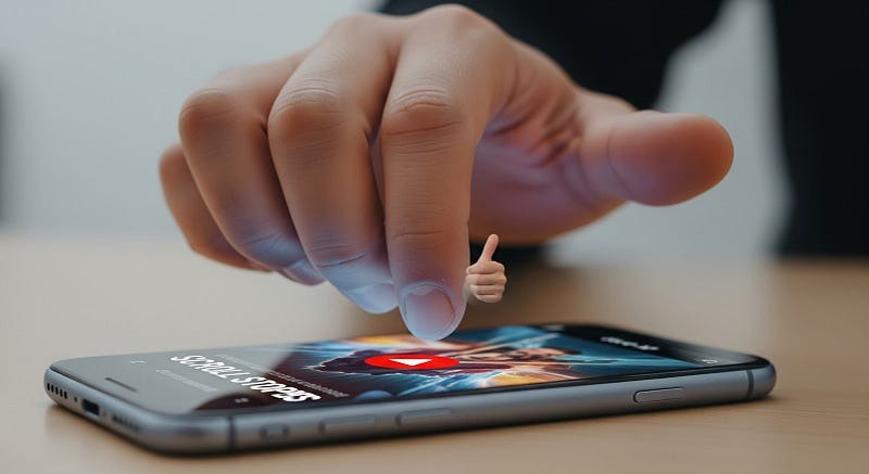 Smartphone showing vibrant "scroll stopper" video.