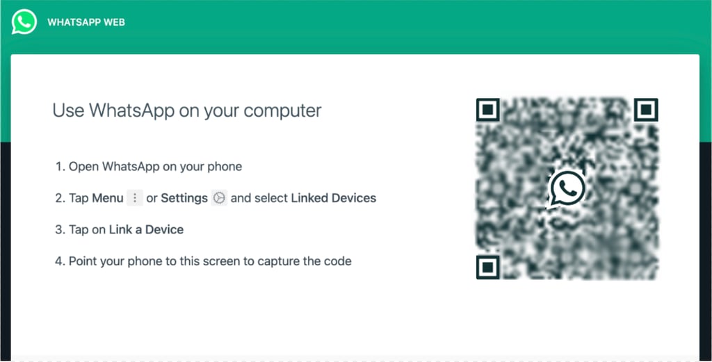 QR code do Whatapp Web para iniciar conversas pelo pc